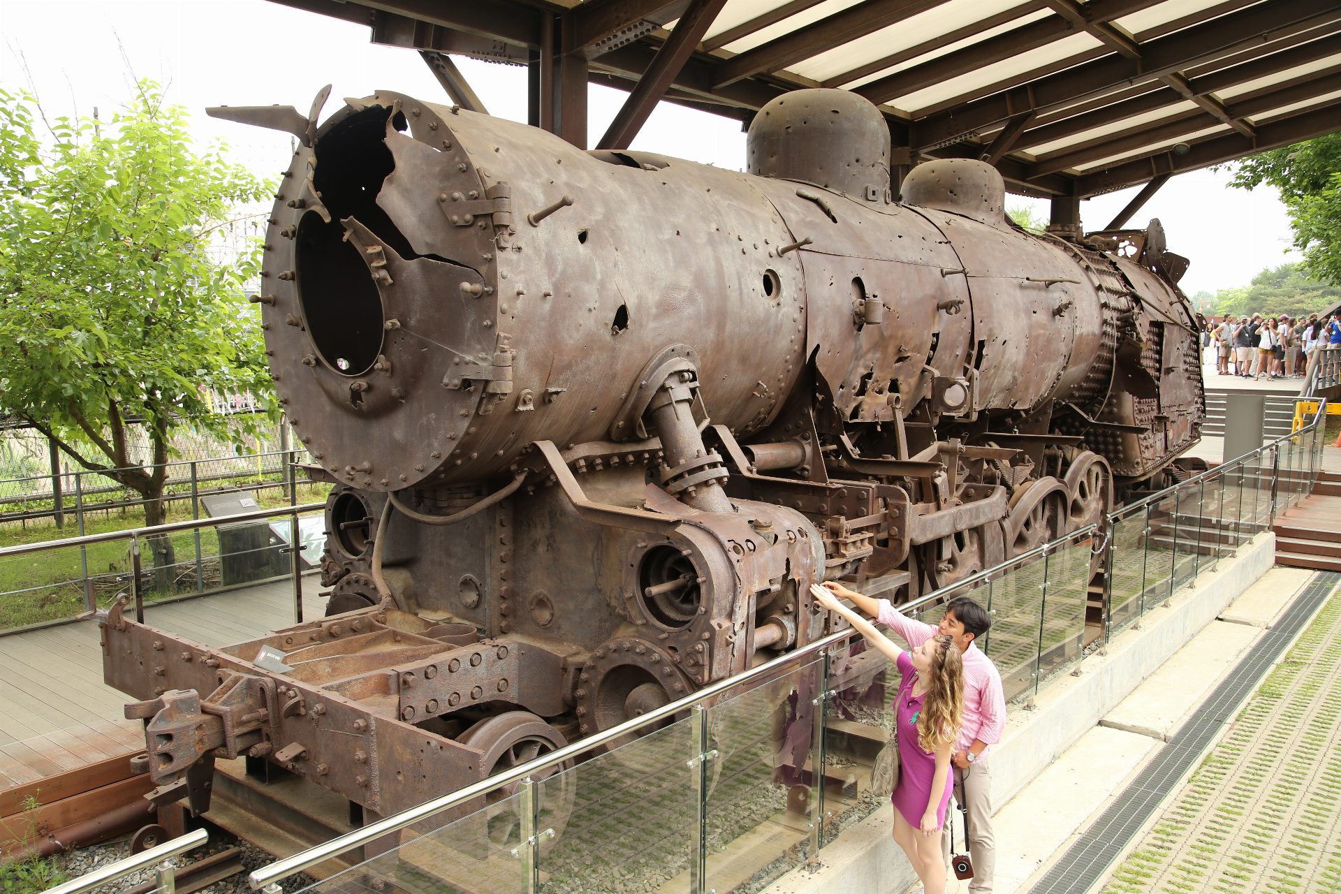A photo of the Iron Horse Steam Locomotive at Jangdan Station in the DMZ