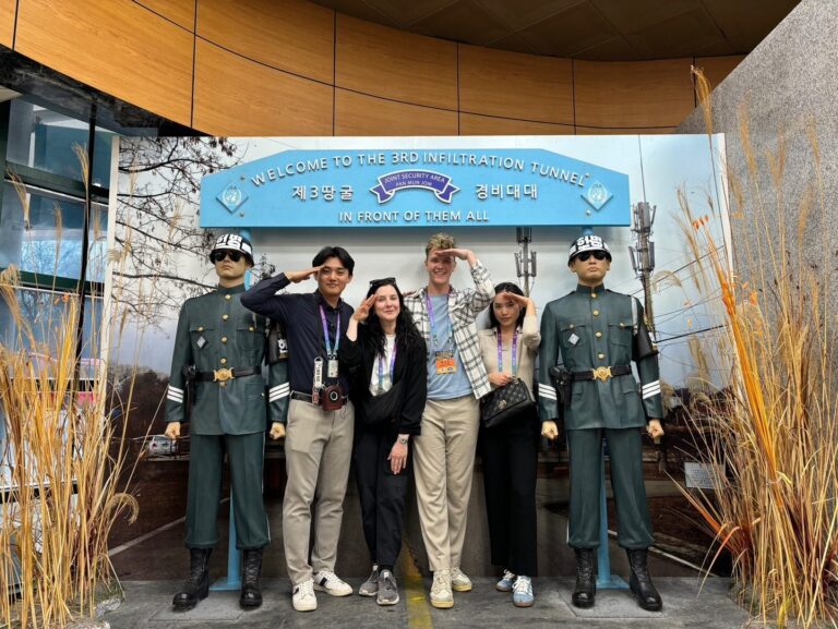 Taking a group photo at the DMZ third infiltration tunnel