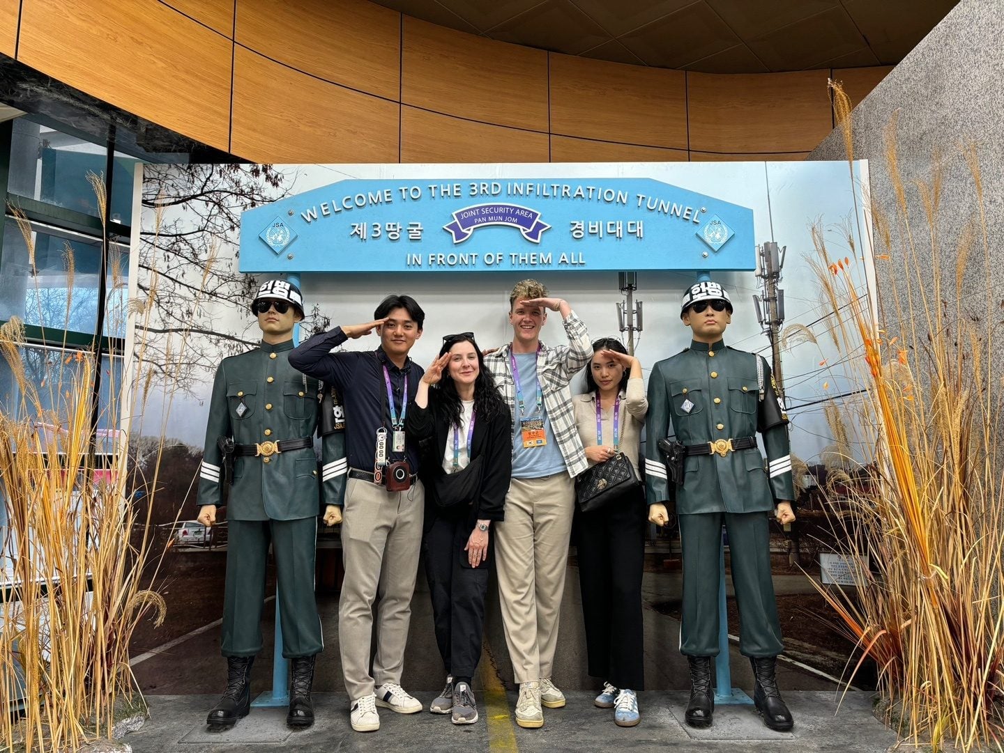 Taking a group photo at the DMZ third infiltration tunnel
