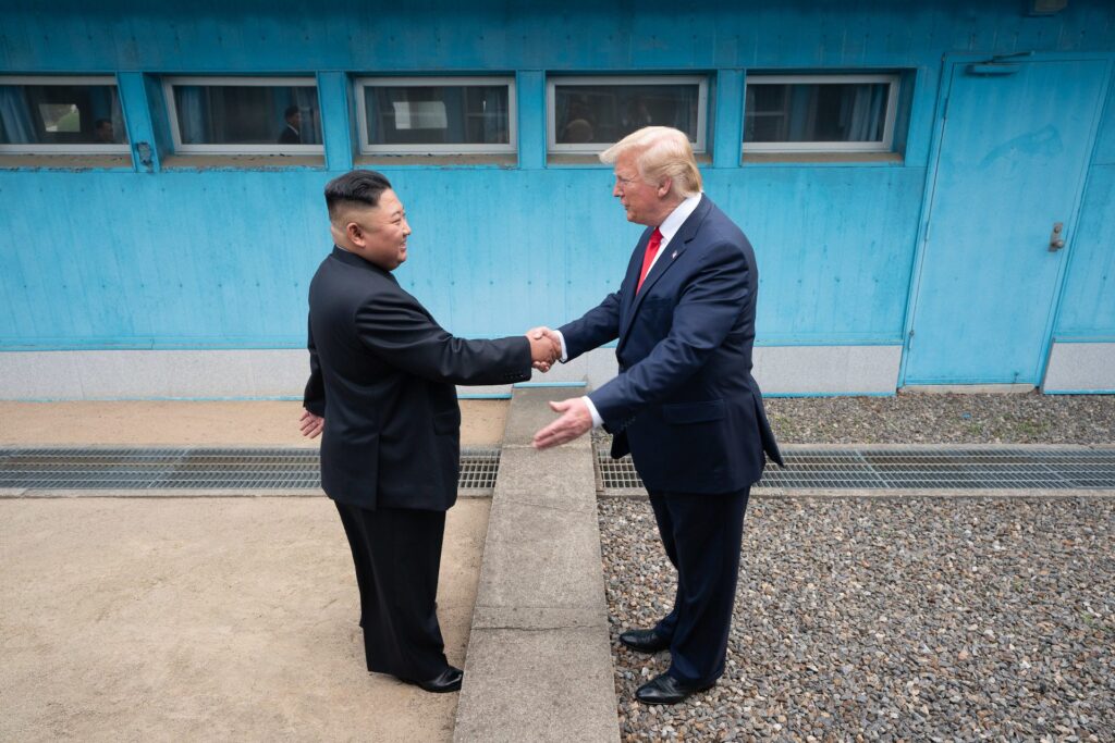 President Trump shaking hands with chairman Kim Jong-Un at the JSA (Panmunjom)